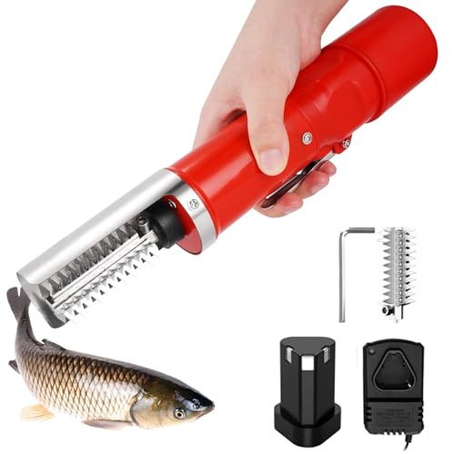 Squamatore Elettrico per Pesci Senza Fili, Strumento Efficiente per La Rimozione delle Squame dei Pesci, velocità del Motore di 7000 Giri/min, Design Impermeabile E Antiscivolo (Red)