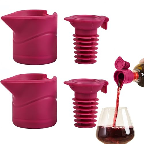 MORAINJAY 2Pcs Bottle Stoppers,2 in 1 Rose Red Wine Stoppers Food-Grade Silicone Sealing,Reusable Leak-Proof Eagle Beak Design Stopper for Red Wine,Champagne,Beer Corks