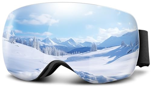Tekwet Ski Goggles For Men Women Teens Sliver,OTG Over Helmet Compatible, 100% UV Protection,Anti-fog Dual Lens, Anti-glare,Skiing Goggles for Snowboard Jet Snow and Other Winter Sports