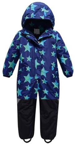 Generisch Combinaison de ski thermique pour enfant garçon - Combinaison d'hiver coupe-vent amovible - Softshell - Pour l'extérieur, bleu, 11-12 ans