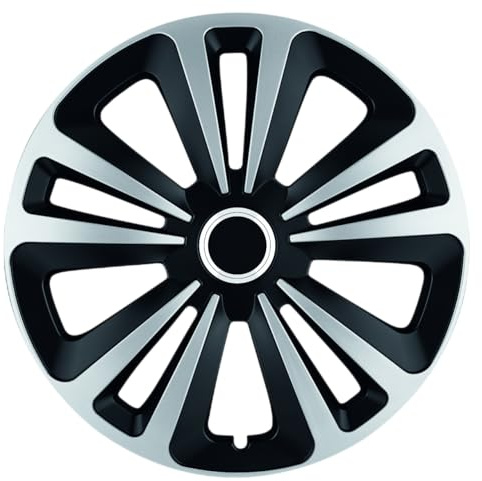 Terra Mix – Enjoliveurs de Roues 14 Pouces, Universels, Set de 4, Couleur Noir/argenté, Plastique ABS, Système de Clic Facile, pour Jantes Acier, Fabriqués en Union Européenne