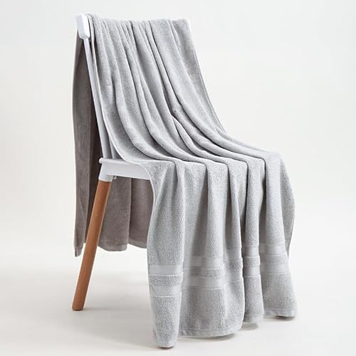 Bamboo Fibre Bath Towel Extra Large 180 x 90 cm 720 g – Super Soft, Lint-free, Absorbent and Quick Drying, Band Finish, Unisex – Pink, White, Light Grey, Sky Blue
