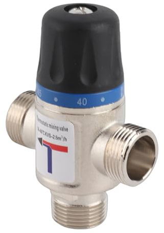 Aolidsive Valvola Miscelatrice a 3 Vie, Valvola Termostatica in Ottone con Sicurezza Antiscottatura per Impianti di Acqua Calda Sanitaria e Riscaldamento a Pavimento (G3/4)