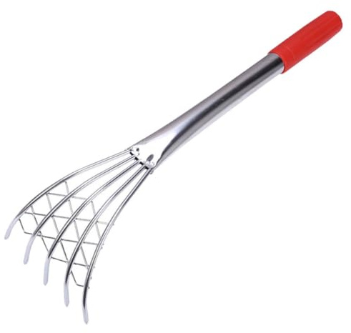 HAKIDZEL Rastrello Artigli in Acciaio Inox con Rete Strumento Manuale per Scavare Telline e Conchiglie in Spiaggia per Terreni Sabbiosi e Fangosi