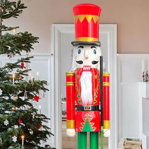 CDL 180CM 6Ft Tall Life-Size Large/Giant Red Christmas Soldier On Stand Hold Ceremonial Gun Xmas/Event/Ceremonies/Commercial Indoor Outdoor Decoration(6 Feet, Soldier Red K05)