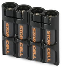 Storacell by Powerpax SlimLine AAA Batterie-Caddy, schwarz, für 4 Batterien