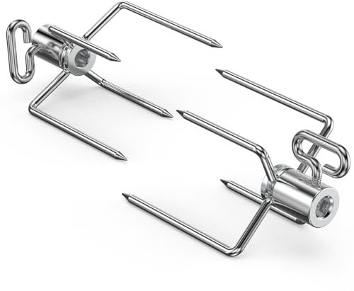 Onlyfire 6008 forchetta di Carne per girarrosto spiedo Barbecue per Il Fissaggio con Vite di bloccaggio, per Diametro 1-10 mm,2 Pezzi