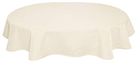 Tischdecke Leinenoptik Leinen Lotuseffekt Wasserabweisend Lotus Oval 135x180 cm Champagner