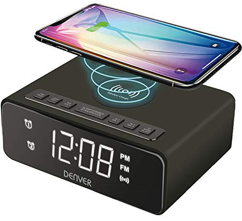 Denver Electronics CRQ-105 Radio Portable Horloge Numérique Noir - Radios Portables (Horloge, Numérique, FM,PLL, LED, 2,29 cm (0.9), Noir)