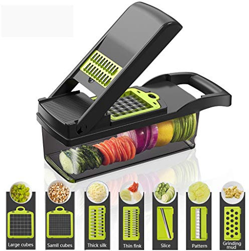 PIAOLING Multifuncional Frutas Vegetales Herramienta de la Patata del Espagueti arrocera Mandolina Vegetal máquina de Cortar del Cortador de Peeler Zanahoria desfibradora del rallador (Color : Gray)