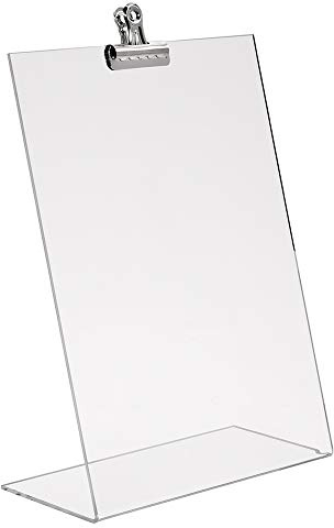 Zeigis Tischaufsteller DIN A4 Hoch Acrylglas mit Metallklammer