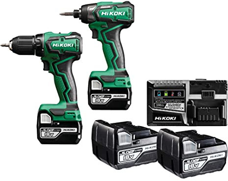 HiKOKI Brushless 18V Combo-Kit KC18DD (Bohrschrauber, Schlagschrauber, Transportkoffer, inkl. 2x 5.0 Ah Akku und Ladegerät)