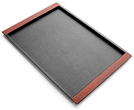 Bandeja de Servir para Comer de plástico Grande para Servir Alimentos bandejas Negras rectangulares Antideslizantes Superior e Inferior con Asas fácil Agarre para Cena Bebidas té Fiesta (42 x 29 cm)