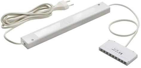 DOMUS LINE Fuente de alimentación LED D-Power de 24 V, distribuidor de 9 enchufes y enchufe europeo plano, potencia de 30 W, plástico blanco, no regulable