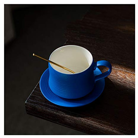 Tazas Café Espresso con platillos de 7,4 onzas - Exterior Mate Exterior, Taza de café de cerámica Interior de Color sólido for Latte, café Moca, té Tazas de Café