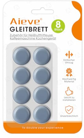 Aieve 8 STK.Gleitbrett für Küchengeräte Unsichtbares Selbstklebend kompatibel mit Thermomix, Kaffeevollautomaten Heißluftfritteuse, Küchen Zubehöre, Für Küchenmaschinen leicht zu verschieben (Blau)