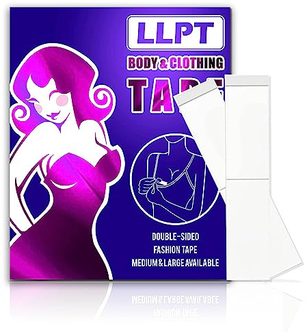 LLPT Ruban Adhésif pour le Corps et Vêtements - 144 Pièces Transparent Taille Moyenne - Double Face Doux pour la Peau (FTD12CR144)