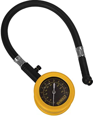 DEWALT Analog Dial Pressure Gauge w/Bleeder Valve, 12-Inch Hose & Swivel Chuck (DXCM032-0149)