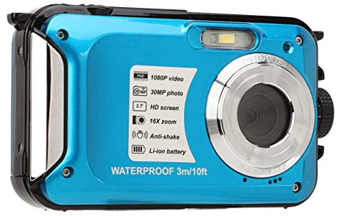 UPQRSG Fotocamera Subacquea, Fotocamera Impermeabile per Videocamera 1080P 30MP 16X, Design Schermo Selfie Fotocamera Impermeabile con Zoom Digitale Subacqueo da 10 Piedi