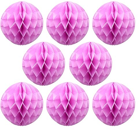 Ruidee 8 Stück Papier Wabenbälle 20cm Honeycomb Balls Pompons aus Seidenpapier Wabenpapier Papierkugeln Hängende Dekoration für Party Hochzeit Geburtstag (8in/Pink)