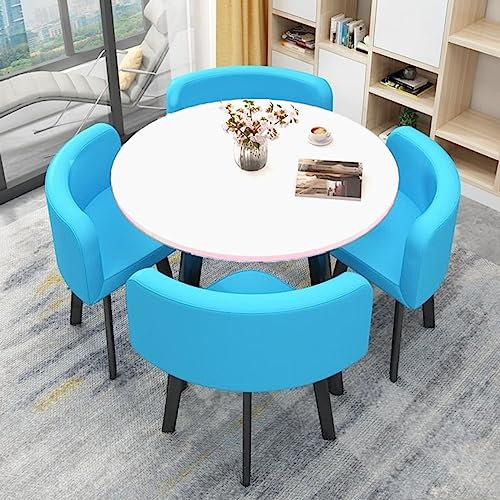 MAxba Essgruppe Esstisch mit 4 Stühlen Set Konferenztisch mit Stühlen Set Balkon Esstisch Set 4 Personen Küchentisch mit Stühlen (Color : Blau)