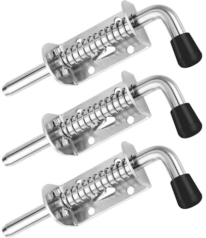 3 Stück Federriegel Edelstahl, Edelstahl Riegelschloss mit Gummigriff für Bad, WC, Schuppen, Schlafzimmer, Einfach zu Montieren