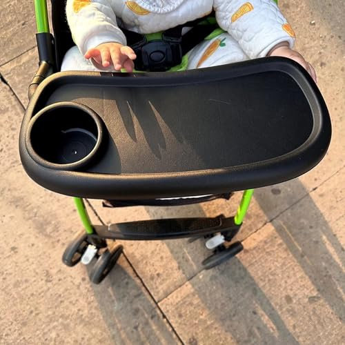 Syiyunran Kinderwagentablett pushchair snack tray - Partitionspeicher Snacktablett Kinderwagen, Kindertablett Tablett mit Getränkehalter verstellbarem Clip, für meisten Kinderwagentypen mit Armlehnen