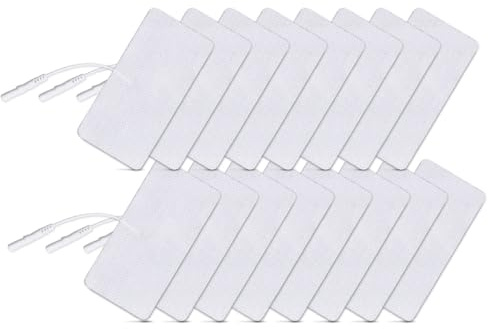 iStim 16 TENS Elektroden 5x10 cm – Superweiche, selbstklebende & wiederverwendbare weiße Pads für TENS EMS Geräte – Zertifiziertes Medizinprodukt zur Schmerz- und Muskeltherapie mit 2-mm-Anschluss