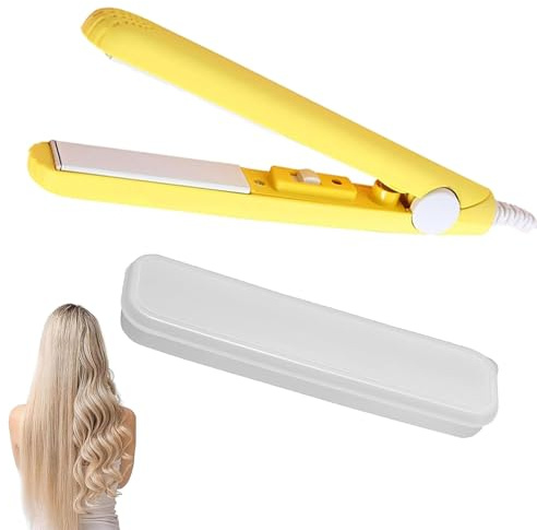 2 en 1 alisador de pelo mini alisador de viaje profesional de cerámica para regalos de cabello para mujeres (amarillo)
