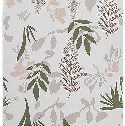FENTIS Floral Autocollant Papier Peint Plastique Autocollant Vert, Rose et Gris Feuilles et Fleurs Motif Papier de Contact Sticker Mural pour Armoire Cuisine Imperméable à L'eau 44.5x500cm