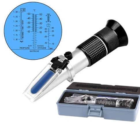 Refraktometer 4-in-1-Auto-Frostschutz-Refraktometer-Messgerät, Kfz-Batterie-Kühlflüssigkeitstester, Glas-Wasser-Kühlmittel-Refraktometer