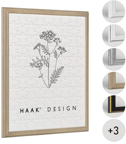 Haak Puzzlerahmen Kailey Eiche Natur (Dekor) 48 X 64 cm (ca. 1000 Teile) Barockrahmen Bilderrahmen Rahmen für Puzzle