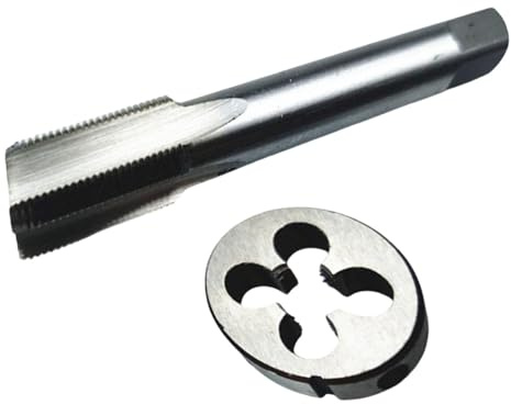 JISADER Juego de y terrajas métricos M12x1,25 mm, prácticos accesorios portátiles de metal de alta dureza, tapón cónico de roscado con juego de