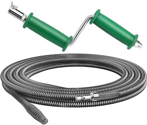 5M X 10MM Rohrreinigungsspirale Abflussreiniger Spirale Abfluss Rohrreinigung Abflussspirale Rohrreiniger Spirale Rohrspirale Reinigungsspirale Abfluss Spirale Toilette KüChe mit manuellem Adapter