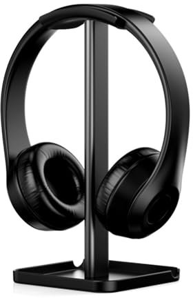 MiOYOOW Supporto per Cuffie, Porta Cuffia in Lega di Alluminio con Vassoio, Organizer Cuffia Headphone Stand per Cuffie Universale Display