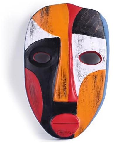 orenm African Mask Wall Sculpture,Abstract African Tribal Wall Mask Art Wall Decor,for Home Living Room, Office, Study Room, Bedroom, Resin Hanging Decoration Figurines (A)