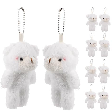 Alasum 10pezzi Orsetto Di Peluche Piccolo Design Mini Portachiavi Forma Di Orso Peluche Animale Giocattolo Orsetto Figura Decorazione Bomboniere Per Feste Di Nozze Per Shower Accessori Pe