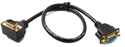 SYSTEM-S D Sub15 Kabel 50 cm HD VGA 15 Pin Stecker zu Buchse DB15 Winkel Down Angled Adapter