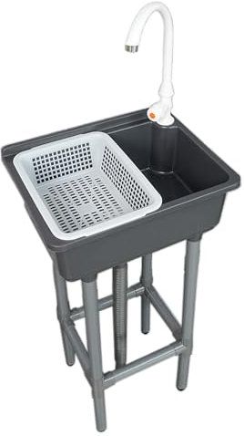XRB2050 Lavandino del Bagno, 43x32x83 cm / 17x12x33 Pollici Lavabo del Bagno, Lavatoio in Resina per WC Bagno Lavanderia Garage Uso Comune C Rubinetto di plastica
