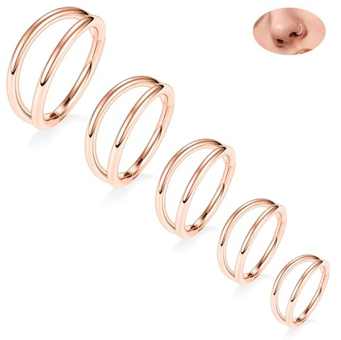 hengkaixuan Doppelte Nasenringe, 5 Stück, Conch-Reifen, Doppel-Septum-Schmuck, Knorpel-Conch-Piercing, Chirurgenstahl, Rook, Tragus, Lippe, Daith, Helix-Ohrringe