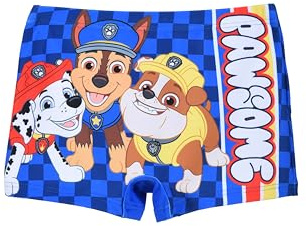 Paw Patrol Bañador para Niño, Chase Marshall y Rubble Shorts de Baño Bañador de Natación Infantil, Talla 4 Años | Azul