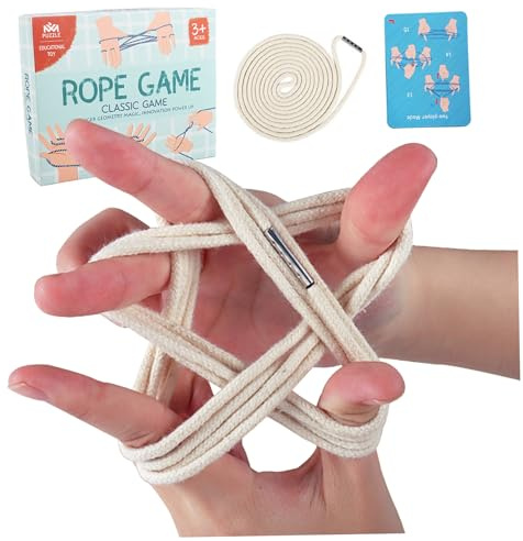 Pesoncarl Cats Cradles String Elastic Finger Hand Cotton Rope String Toy with 10 Instruction Cards, Traditional Educational Cat Cradles Game for Kids & Adults