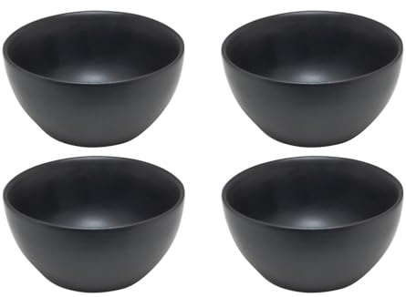 Home4You Dipschalen - Ø 9,5 cm - Schwarz matt - Steingut - 4er Set