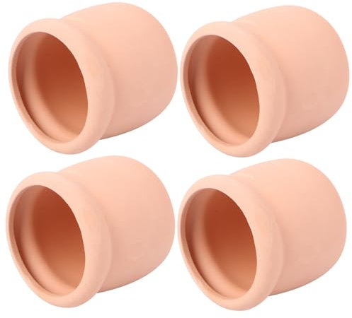 BESTonZON 4pezzi Contenitore per Piante Grasse Vaso Rotondo in Argilla Vaso per Fiori Portafiori per Giardino Casa Ufficio per Piccole Piante e Collezioni
