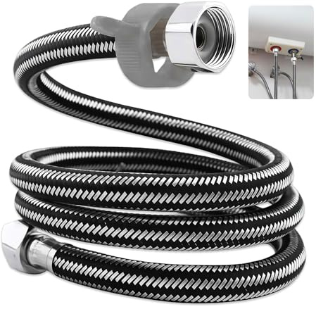 Xyvor Flexschlauch 1/2 Zoll, G 1/2 x G 1/2 Edelstahl-Geflechtschlauch | Panzerschlauch 1/2 Zoll, Flex Schlauch Armatur, Flexibler Verbindungsschlauch, für Wasserhahn Eckventil Waschtisch (100cm)