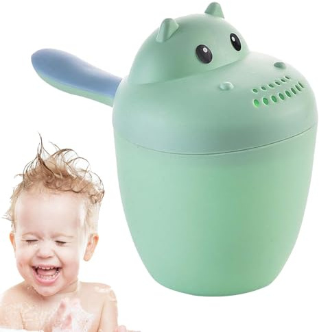 Nilpferd Baby-Spüler, 15 cm, langlebiger Shampoo-Spülbecher, Badeimer, Augenschutz, Kinderlöffel, Cartoon-Design für Kinder, Kleinkinder, Badespielzeug, sicherer Spaß für die Zeit, Zubehör