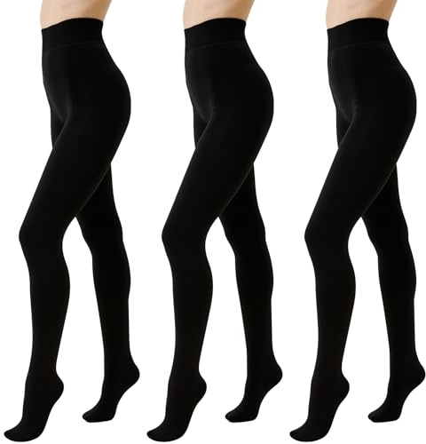Lancry 3 Pairs 80 Denier Black Tights Women, Soft Stretch Velvet Opaque Tights High Waisted Ladies Pantyhose