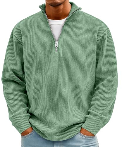 Herren Rollkragenpullover mit Viertel-Reißverschluss Zip Pullover Warm Strickpullover Langarm Winterpullover Sweater Arbeitspullover Langarmshirt