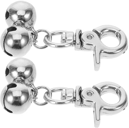 GARVALON Campanelli per Animali Domestici in Acciaio 2 Pezzi Campanelli Resistenti per Cani e Gatti Chiusura a Moschettone Accessori Decorativi per Collari e Addestramento