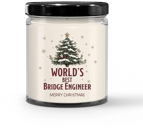 World's Best Bridge Engineer Candle for Christmas Party - Gifts for Structural Engineer Civil Engineer Employee Boss Construction Engineer Men & Women - 9oz Vanilla Scented Soy Wax
